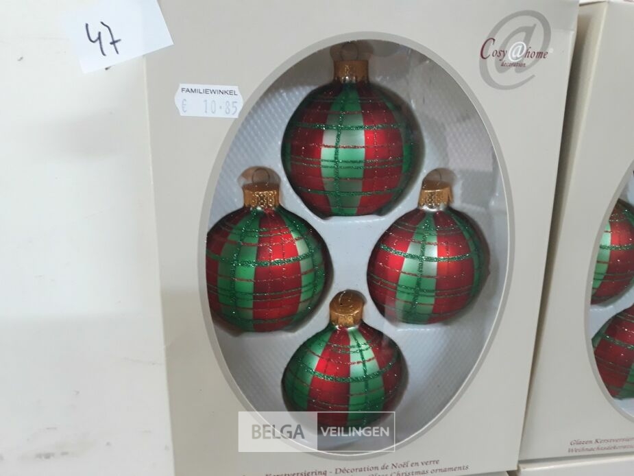 4 x Kerstballen glas 4 stuks rood/groen – foto 3 – kavel bij Belga Veilingen, Oudsbergen
