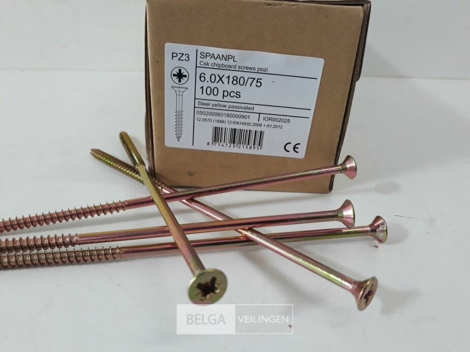 1 x Spaanplaatvijzen 6 x 180 mm 50 stuks – foto 3 – kavel bij Belga Veilingen, Oudsbergen