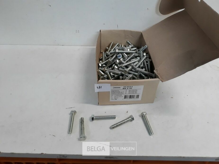 1 x Zeskant tapbout verzinkt 8,8 M8 x 50 170 stuks – foto 2 – kavel bij Belga Veilingen, Oudsbergen