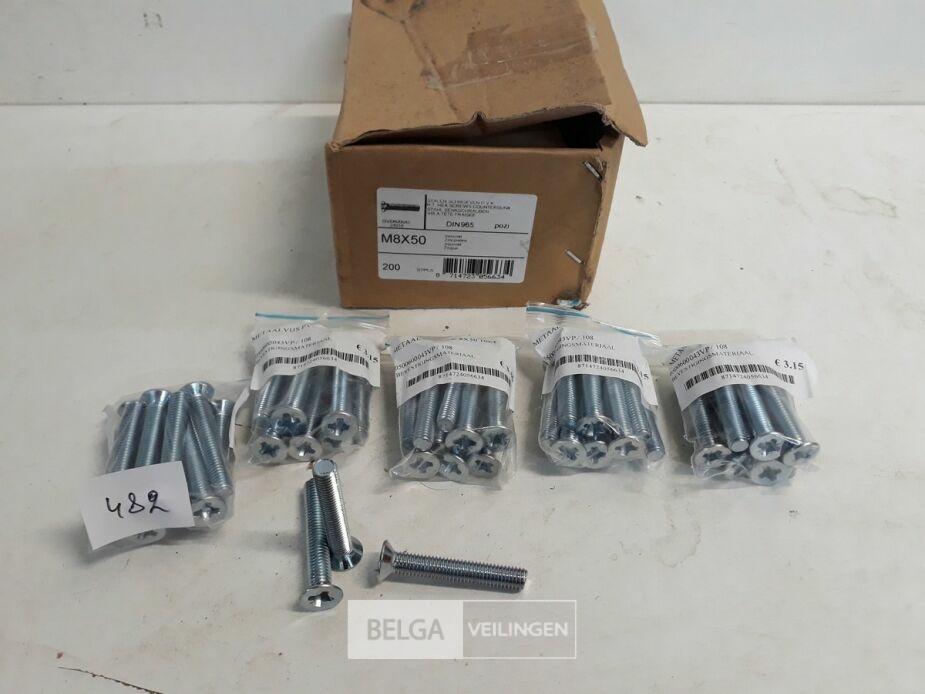 5 x Metaalvijzen kruiskop M8x50 mm 10 stuks – foto 2 – kavel bij Belga Veilingen, Oudsbergen
