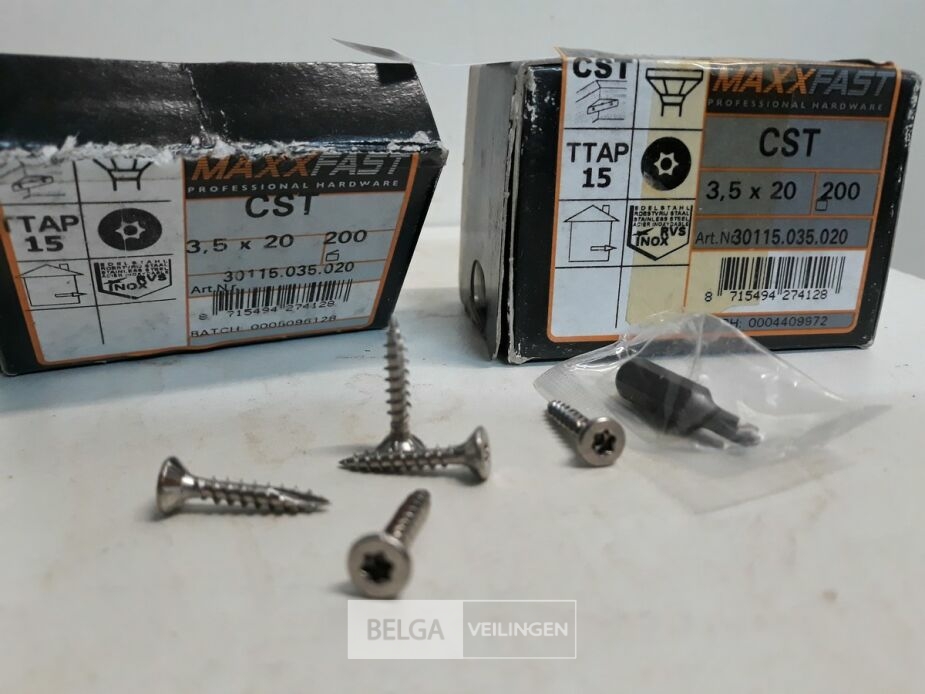 2 x Houtschroeven inox 3,5x20mm 200 stuks – foto 3 – kavel bij Belga Veilingen, Oudsbergen
