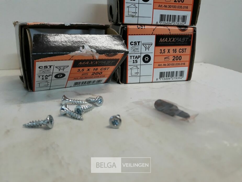 3 x Houtschroeven wit verzinkt 3,5x16mm 200 stuks – foto 3 – kavel bij Belga Veilingen, Oudsbergen