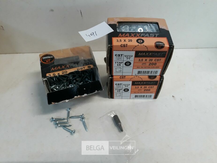 3 x Houtschroeven wit verzinkt 3,5x20mm 200 stuks – foto 2 – kavel bij Belga Veilingen, Oudsbergen