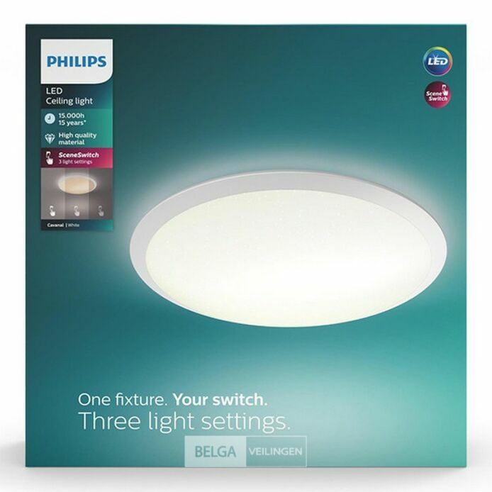Philips plafondlamp Canaval met geïntegreerde LED 1500 Lm 18 W warmwit rond wit – foto 2 – kavel bij Belga Veilingen, Bree