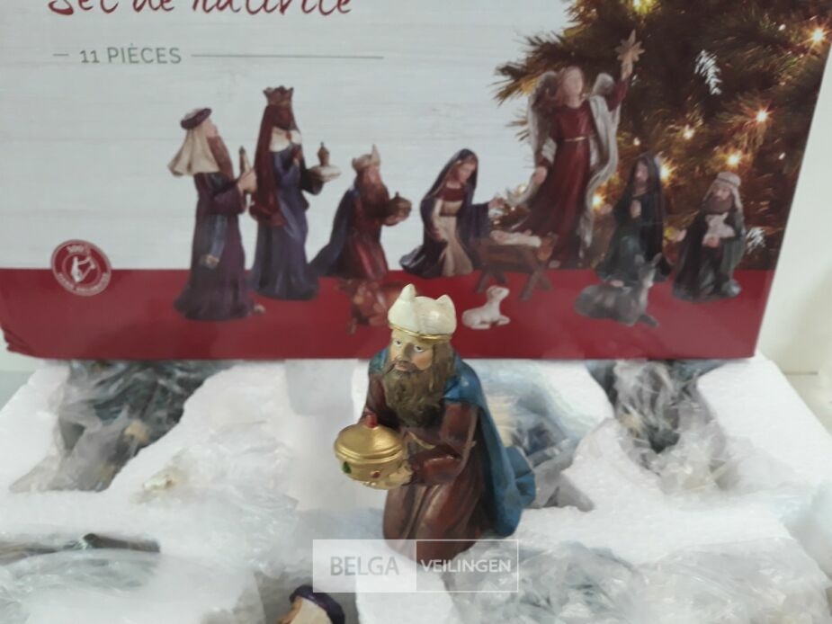 1 x Kerststal figuurtjes 11 stuks 14 cm – foto 3 – kavel bij Belga Veilingen, Oudsbergen