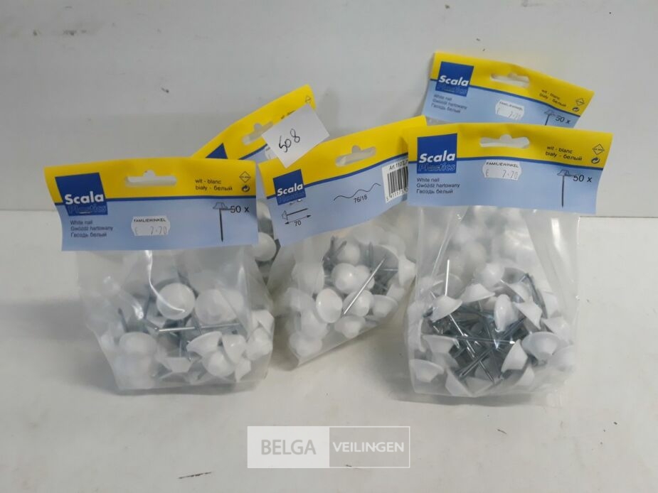 5 x Golfplaat nagel 7 cm witte kop 50 stuks – foto 2 – kavel bij Belga Veilingen, Oudsbergen
