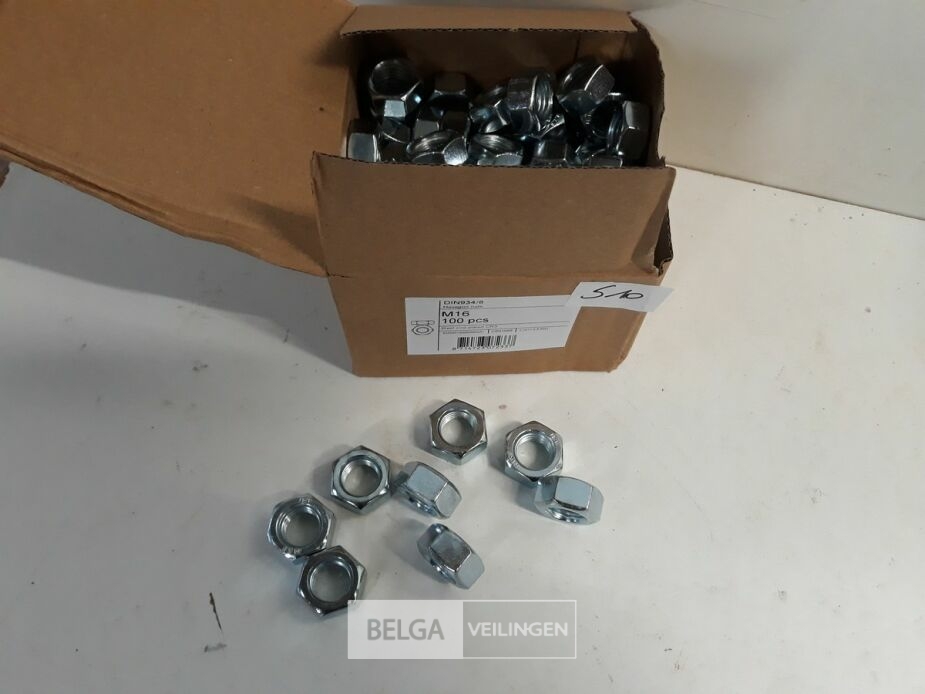 1 x Zeskantmoer verzinkt M 16 100 stuks – foto 2 – kavel bij Belga Veilingen, Oudsbergen
