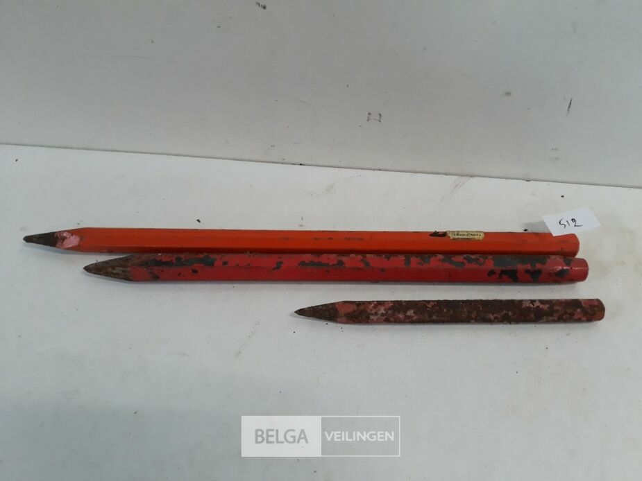 3 x Steenbeitel punt 20-35-40 cm – foto 2 – kavel bij Belga Veilingen, Oudsbergen