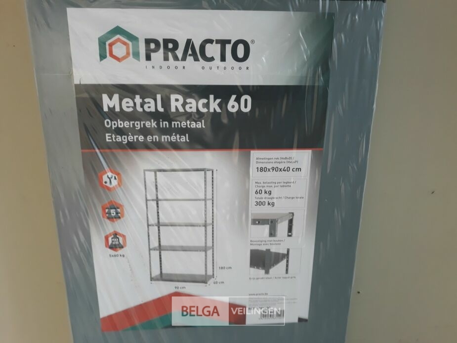 1 x Stapelrek metaal 180x90x40 cm met 5 leggers – foto 3 – kavel bij Belga Veilingen, Oudsbergen