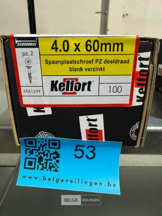 Kelfort spaanplaatschroef 4x60 PZ-2 - deeldraad 100st – foto 3 – kavel bij Belga Veilingen, Bree