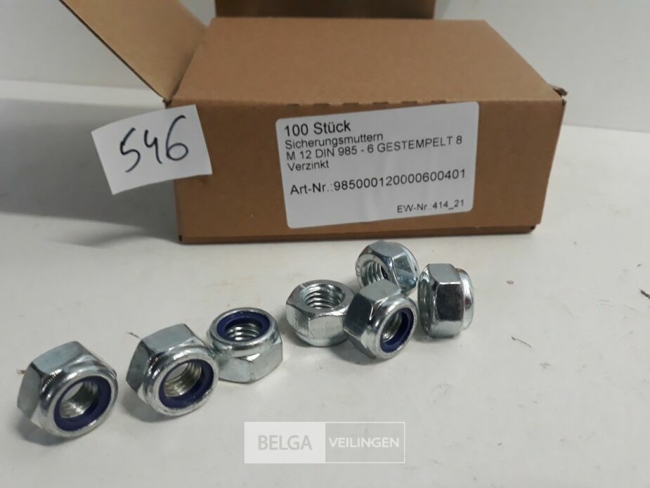 1 x Zeskant borgmoer verzinkt M 12 100 stuks – foto 3 – kavel bij Belga Veilingen, Oudsbergen