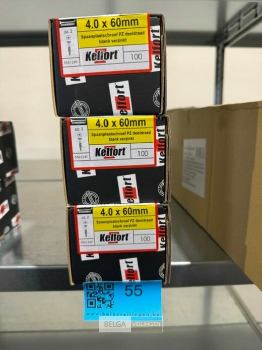 Kelfort spaanplaatschroef 4x60 PZ-2 - deeldraad 3x 100st – foto 3 – kavel bij Belga Veilingen, Bree