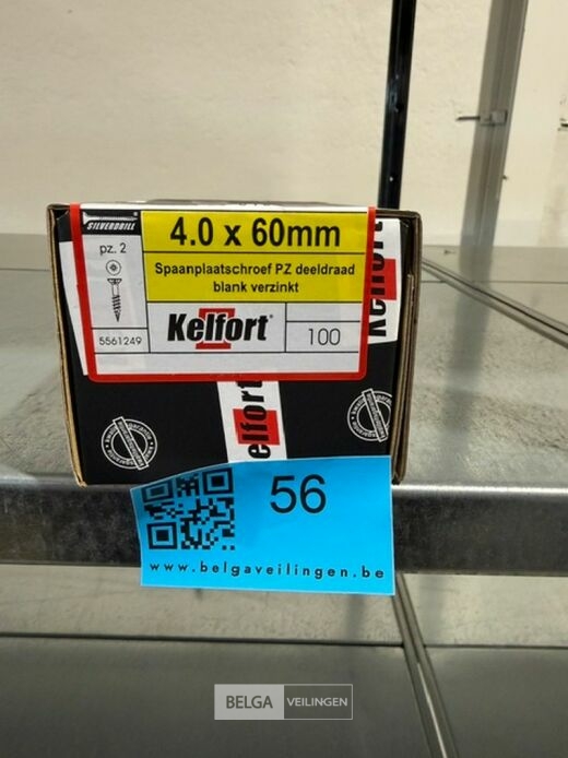 Kelfort spaanplaatschroef 4x60 PZ-2 - deeldraad 10x 100st – foto 3 – kavel bij Belga Veilingen, Bree
