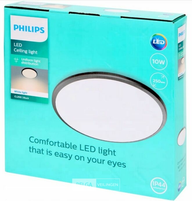 Philips Moire plafondverlichting, 10W, 25cm, 1000 lumen, 3000k, IP44 – foto 2 – kavel bij Belga Veilingen, Bree