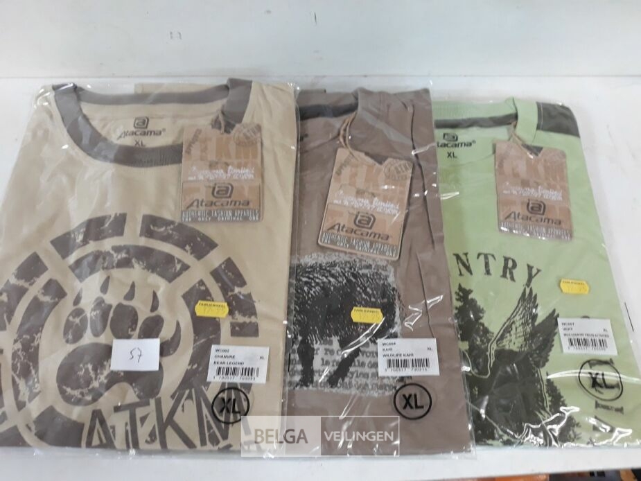 3 x T-shirt groen/beige/bruin XL – foto 3 – kavel bij Belga Veilingen, Oudsbergen