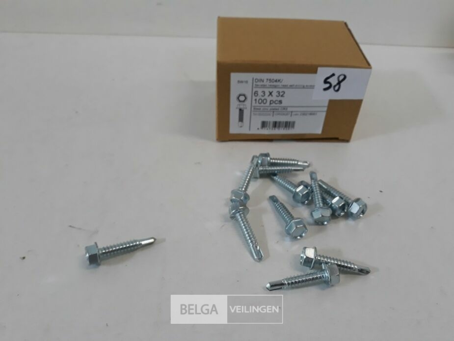 1 x Boorschroef zeskant 6,3x32 mm 100 stuks – foto 2 – kavel bij Belga Veilingen, Oudsbergen