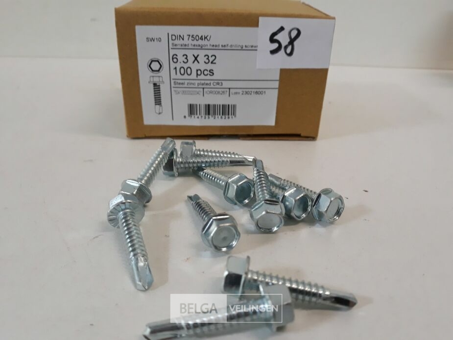 1 x Boorschroef zeskant 6,3x32 mm 100 stuks – foto 3 – kavel bij Belga Veilingen, Oudsbergen