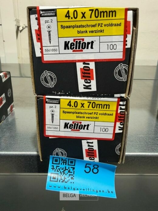 Kelfort spaanplaatschroef 4x70 PZ-2 - voldraad 2x 100st – foto 3 – kavel bij Belga Veilingen, Bree