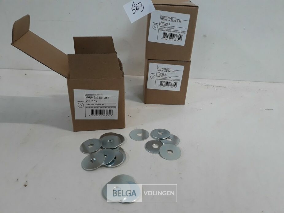 3 x Carrosserie rondellen verzinkt M6 x 25 mm 200 stuks – foto 2 – kavel bij Belga Veilingen, Oudsbergen