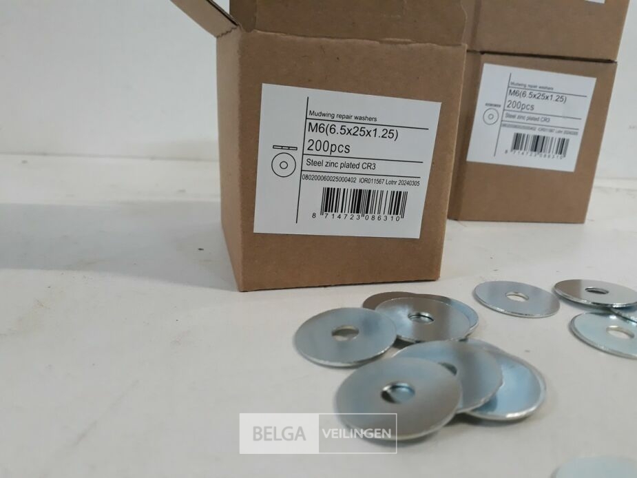 3 x Carrosserie rondellen verzinkt M6 x 25 mm 200 stuks – foto 3 – kavel bij Belga Veilingen, Oudsbergen