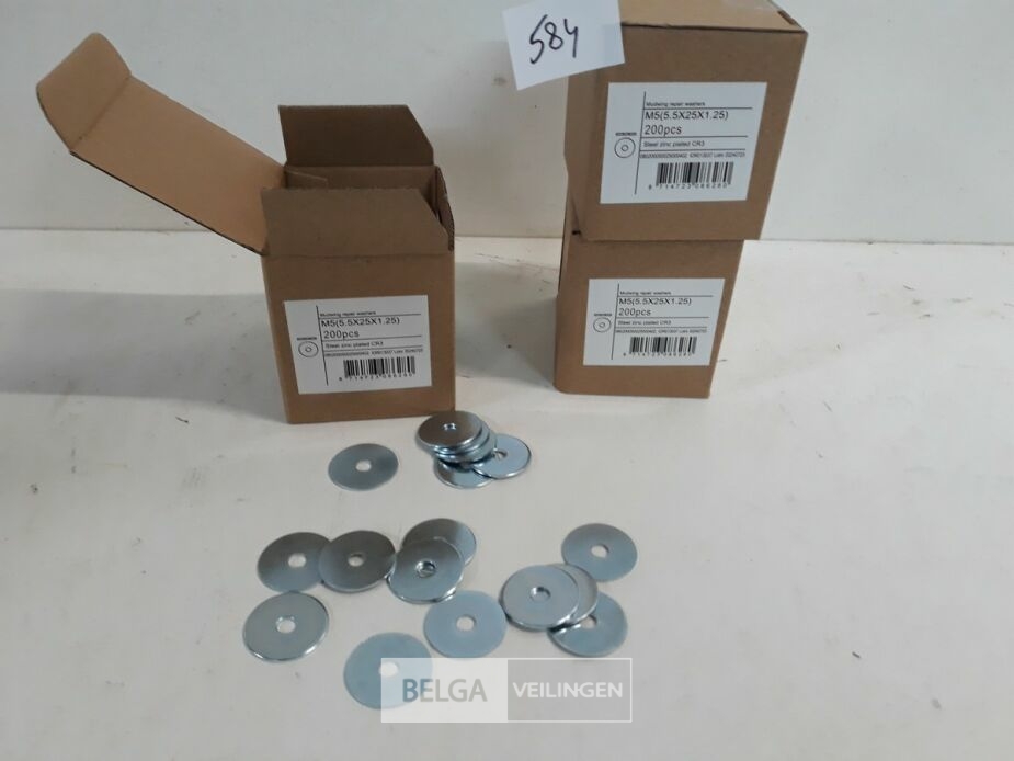 3 x Carrosserie rondellen verzinkt M5 x 25 mm 200 stuks – foto 2 – kavel bij Belga Veilingen, Oudsbergen