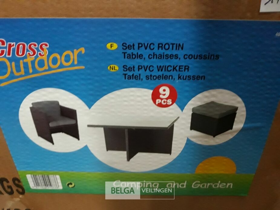 1 x Tuinset Wicker 9-delig donker grijs – foto 3 – kavel bij Belga Veilingen, Oudsbergen