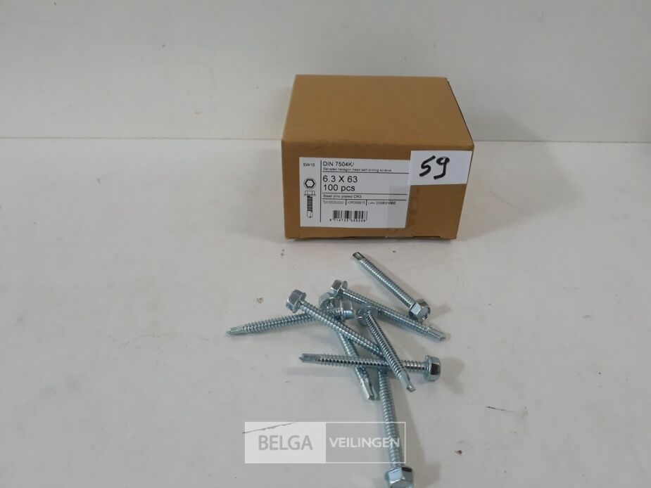 1 x Boorschroef zeskant 6,3x63 mm 100 stuks – foto 2 – kavel bij Belga Veilingen, Oudsbergen