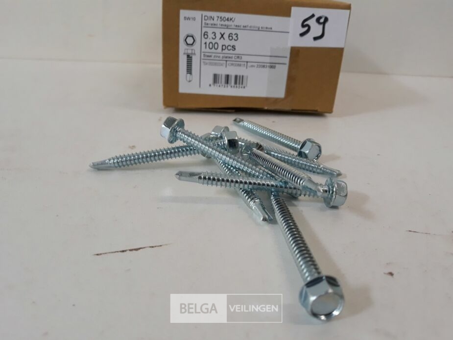 1 x Boorschroef zeskant 6,3x63 mm 100 stuks – foto 4 – kavel bij Belga Veilingen, Oudsbergen