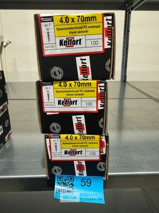 Kelfort spaanplaatschroef 4x70 PZ-2 - voldraad 3x 100st – foto 3 – kavel bij Belga Veilingen, Bree