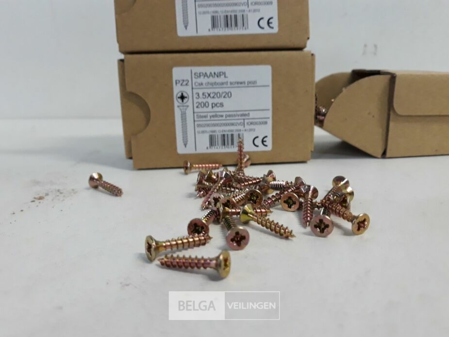 3 x Spaanplaatvijs geel verzinkt 3,5x20 200 stuks – foto 3 – kavel bij Belga Veilingen, Oudsbergen