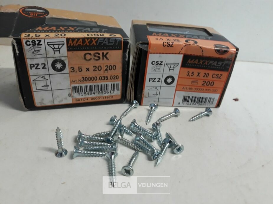 2 x Houtschroeven wit verzinkt 3,5x20mm 200 stuks – foto 2 – kavel bij Belga Veilingen, Oudsbergen