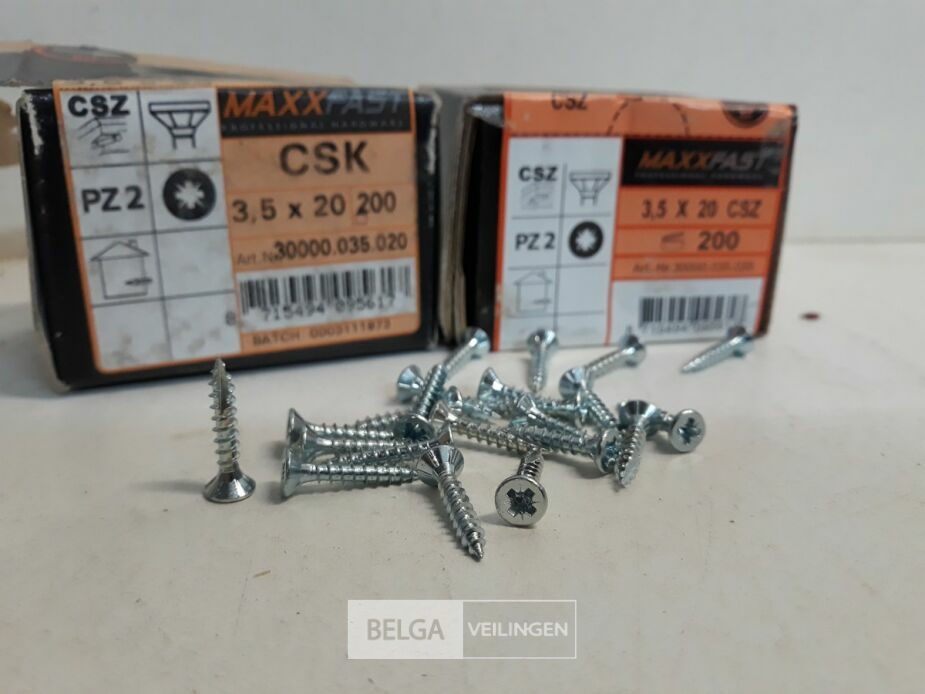 2 x Houtschroeven wit verzinkt 3,5x20mm 200 stuks – foto 3 – kavel bij Belga Veilingen, Oudsbergen