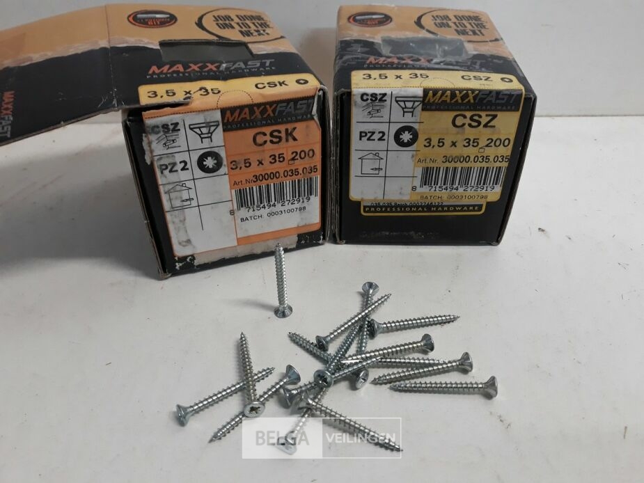 2 x Houtschroeven wit verzinkt 3,5x35mm 200 stuks – foto 2 – kavel bij Belga Veilingen, Oudsbergen