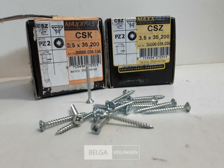 2 x Houtschroeven wit verzinkt 3,5x35mm 200 stuks – foto 3 – kavel bij Belga Veilingen, Oudsbergen