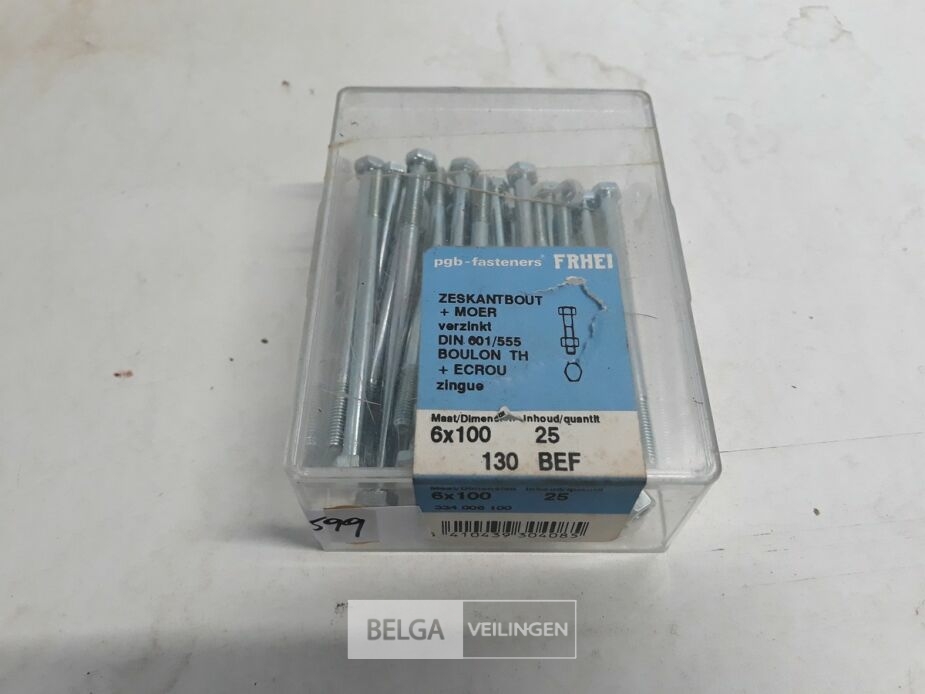 1 x Zeskantbouten met moer M6x100 25 stuks – foto 3 – kavel bij Belga Veilingen, Oudsbergen