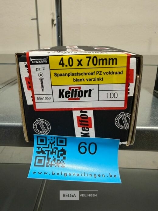 Kelfort spaanplaatschroef 4x70 PZ-2 - voldraad 10x 100st – foto 2 – kavel bij Belga Veilingen, Bree