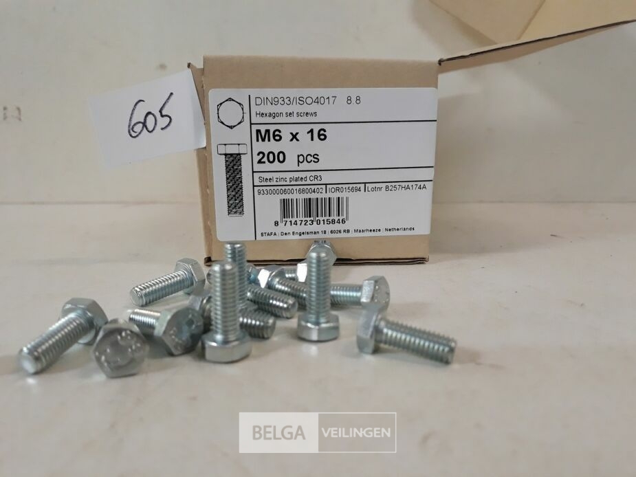 1 x Zeskantbout staal M6x16 mm 200 stuks – foto 4 – kavel bij Belga Veilingen, Oudsbergen