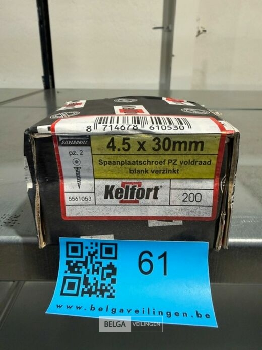 Kelfort spaanplaatschroef 4,5x30 PZ-2 - voldraad 200st – foto 2 – kavel bij Belga Veilingen, Bree
