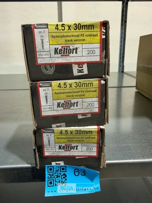 Kelfort spaanplaatschroef 4,5x30 PZ-2 - voldraad 3x 200st – foto 3 – kavel bij Belga Veilingen, Bree