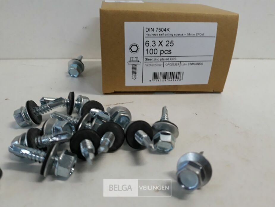 1 x Boorschroef zeskant 6,3x25 mm 100 stuks + EPDM – foto 3 – kavel bij Belga Veilingen, Oudsbergen