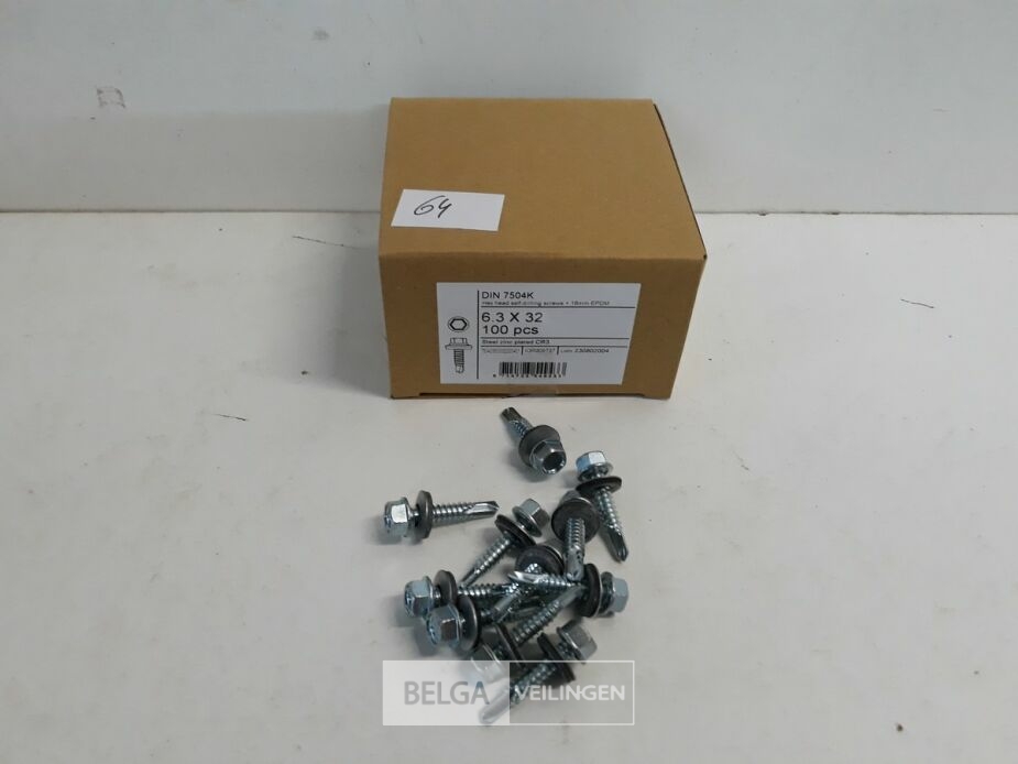 1 x Boorschroef zeskant 6,3x32 mm 100 stuks + EPDM – foto 2 – kavel bij Belga Veilingen, Oudsbergen