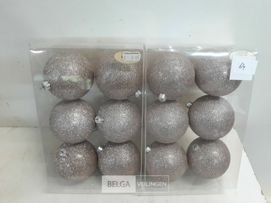 2 x Kerstballen pvc 6 stuks roze glitter – foto 2 – kavel bij Belga Veilingen, Oudsbergen