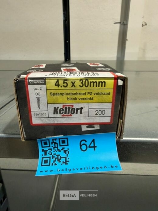 Kelfort spaanplaatschroef 4,5x30 PZ-2 - voldraad 10x 200st – foto 2 – kavel bij Belga Veilingen, Bree