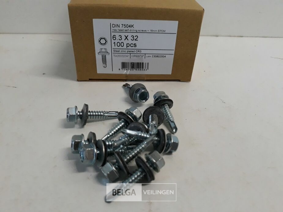 1 x Boorschroef zeskant 6,3x32 mm 100 stuks + EPDM – foto 3 – kavel bij Belga Veilingen, Oudsbergen
