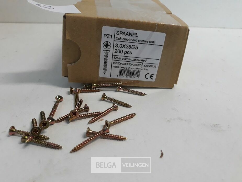 3 x Spaanplaatvijs geel verzinkt 3x25 200 stuks – foto 4 – kavel bij Belga Veilingen, Oudsbergen