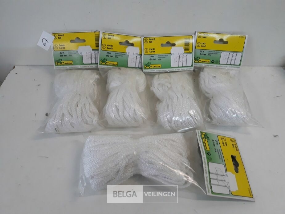 5 x Touw wit 6 mm 20 M – foto 2 – kavel bij Belga Veilingen, Oudsbergen