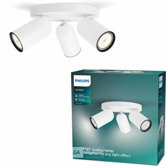 Philips Pongee opbouwspot - 3-lichts - wit – foto 2 – kavel bij Belga Veilingen, Bree