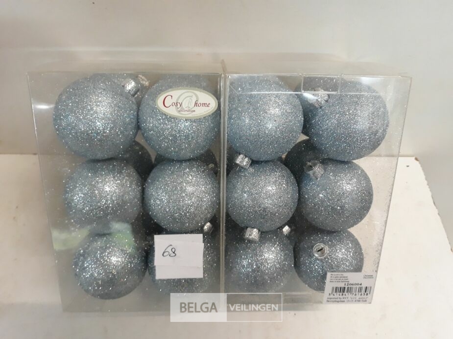 2 x Kerstballen pvc 12 stuks blauw glitter – foto 2 – kavel bij Belga Veilingen, Oudsbergen