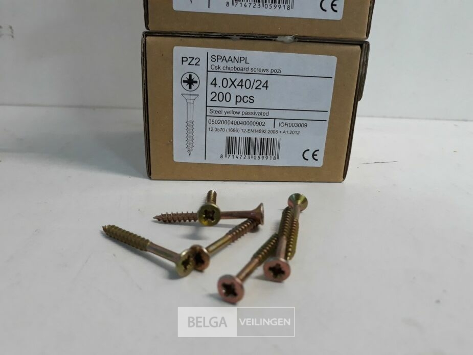 3 x Spaanplaatvijs geel verzinkt 4x40 200 stuks – foto 3 – kavel bij Belga Veilingen, Oudsbergen