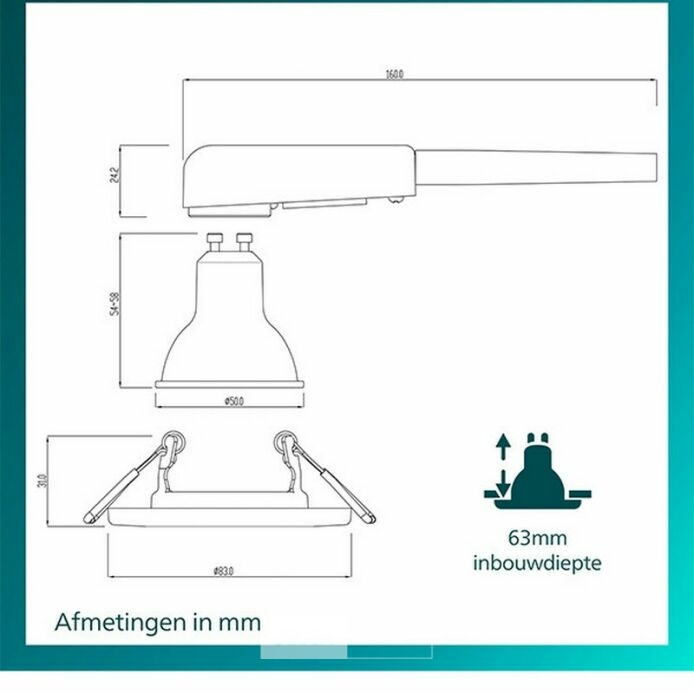 Philips Led inbouwspot - Rond - Zwart - Ø 68 mm - GU10 fitting - IP20 - 3 stuks – foto 3 – kavel bij Belga Veilingen, Bree